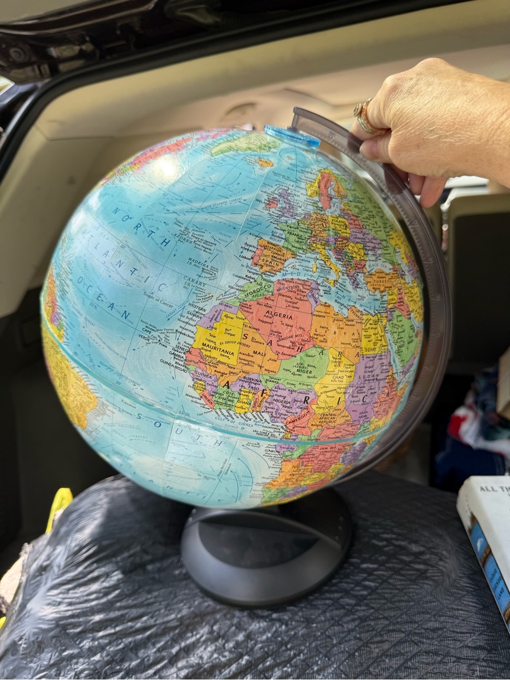 Vintage-Style World Globe in Blue and Multicolor